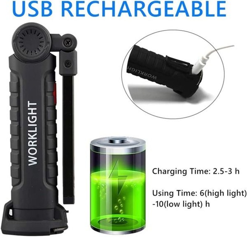 Magnetic Base LED COB Work Light Rechargeable Mechanic Flashlight Bright Lamp For Automotive Worksh 8