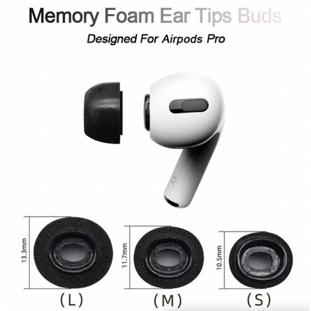 Memory Foam Replacement Ear Tips For Apple Airpods Pro Comfortable Fit Noise Reduction 3