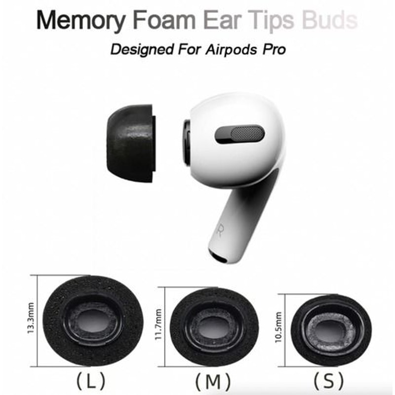 Memory Foam Replacement Ear Tips For Apple Airpods Pro Comfortable Fit Noise Reduction 3