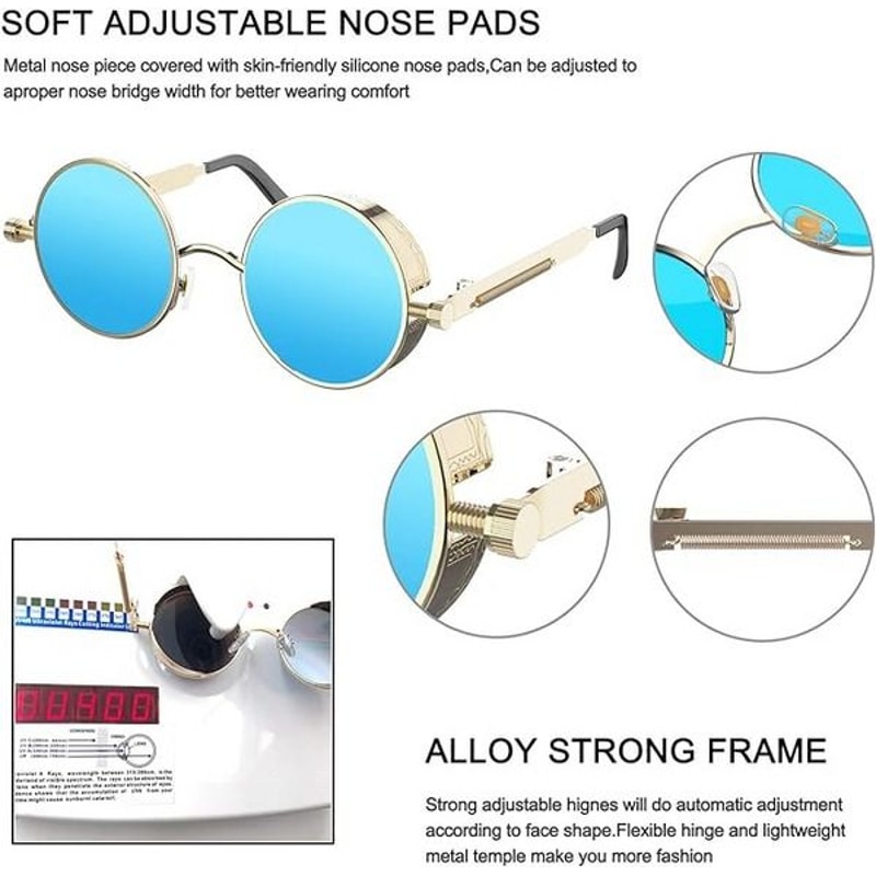 Vintage Gothic Steampunk Glasses Retro Round Polarized Sunglasses For Men And Women Trendy Summer E 3
