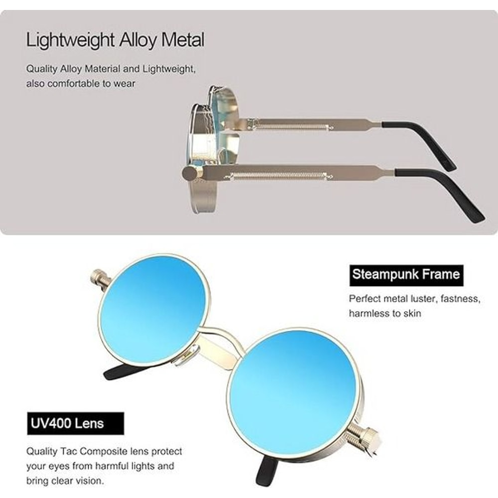 Vintage Gothic Steampunk Glasses Retro Round Polarized Sunglasses For Men And Women Trendy Summer E 4