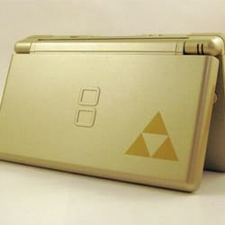 gold zelda triforce replacement housing for nintendo ds lite, glass lens shell, custom fit, easy install