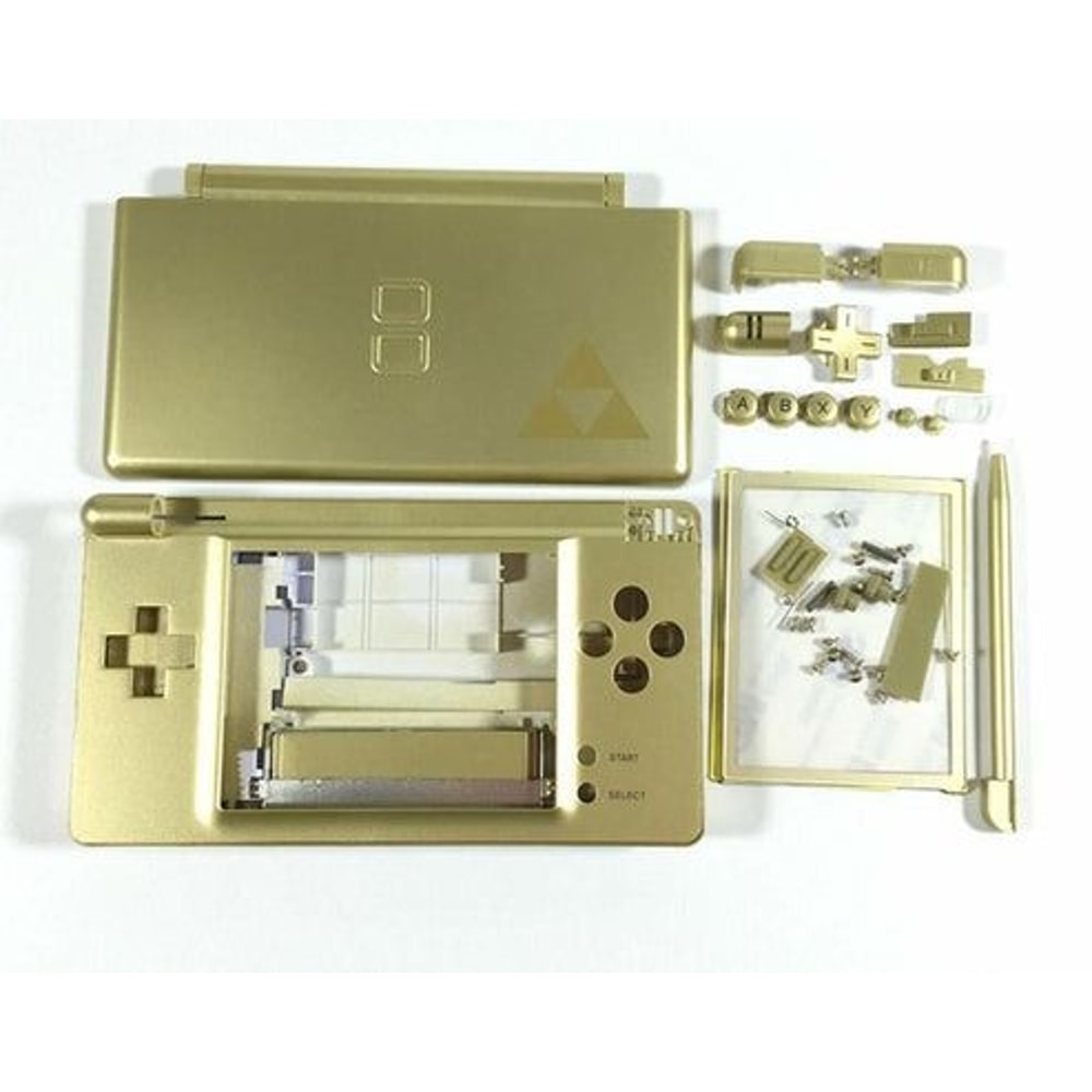 Gold Zelda Triforce Replacement Housing For Nintendo DS Lite Glass Lens Shell Custom Fit Easy Insta 1