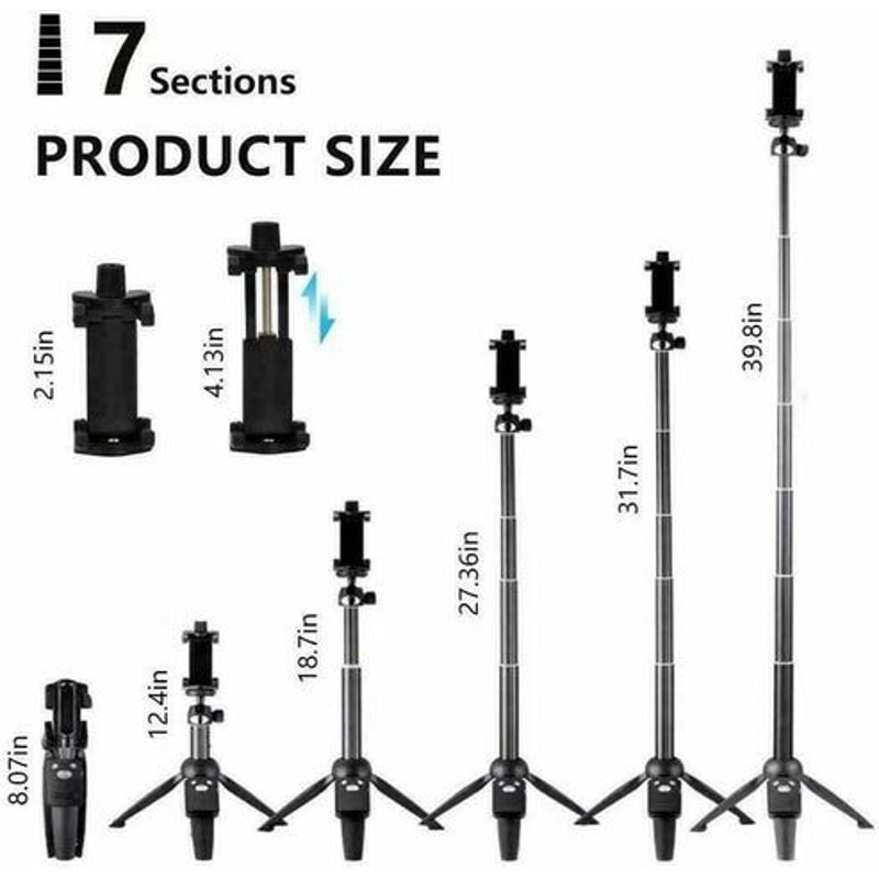 Portable Selfie Stick Tripod With Bluetooth Remote Ideal For IPhone Android GoPro Compact Lightwei 7