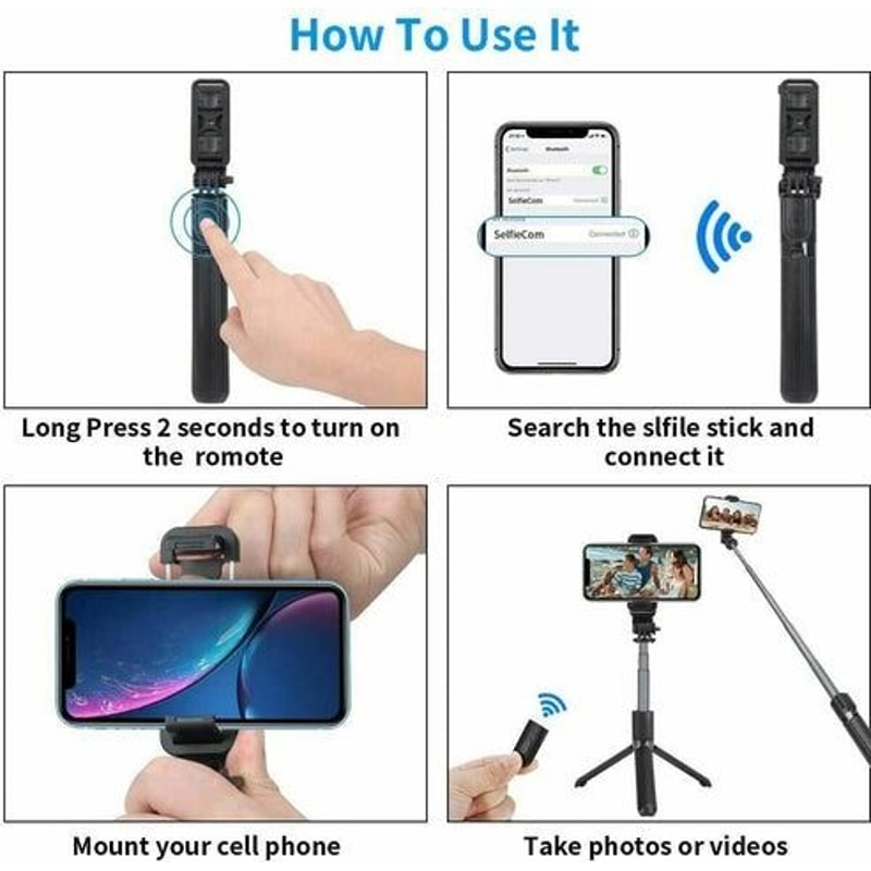 Selfie Stick Tripod With Bluetooth Remote Portable Cell Phone Holder For IPhone Samsung Desktop Sta 10