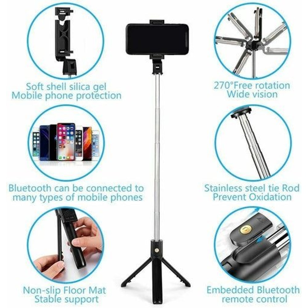 Selfie Stick Tripod With Bluetooth Remote Portable Cell Phone Holder For IPhone Samsung Desktop Sta 4