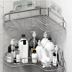 bathroom corner shower caddy shelf organizer, triangular rack for bath storage, stylish bathroom storage holder