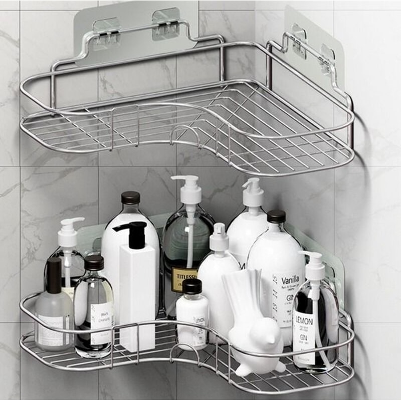 Bathroom Corner Shower Caddy Shelf Organizer Triangular Rack For Bath Storage Stylish Bathroom Stor 0