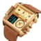 Men Watch Large Face Digital Quartz Sport Stopwatch Leather Wristwatch Waterproof Comfortable Desi 2