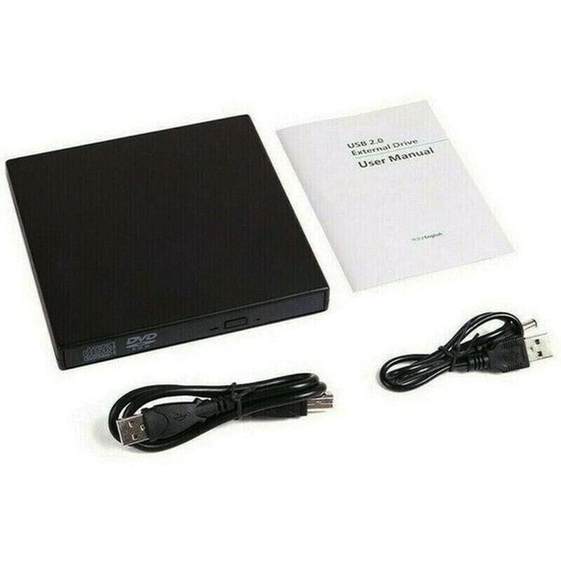 External Slim CD DVD RW Drive USB Writer Burner Black For Laptop PC 0