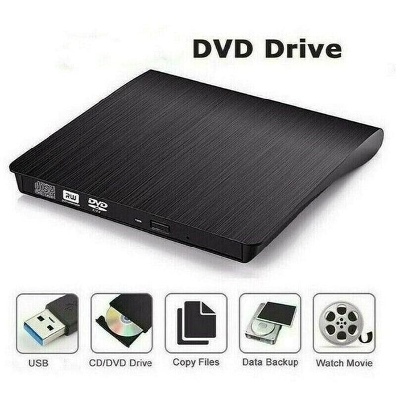 External Slim CD DVD RW Drive USB Writer Burner Black For Laptop PC 5