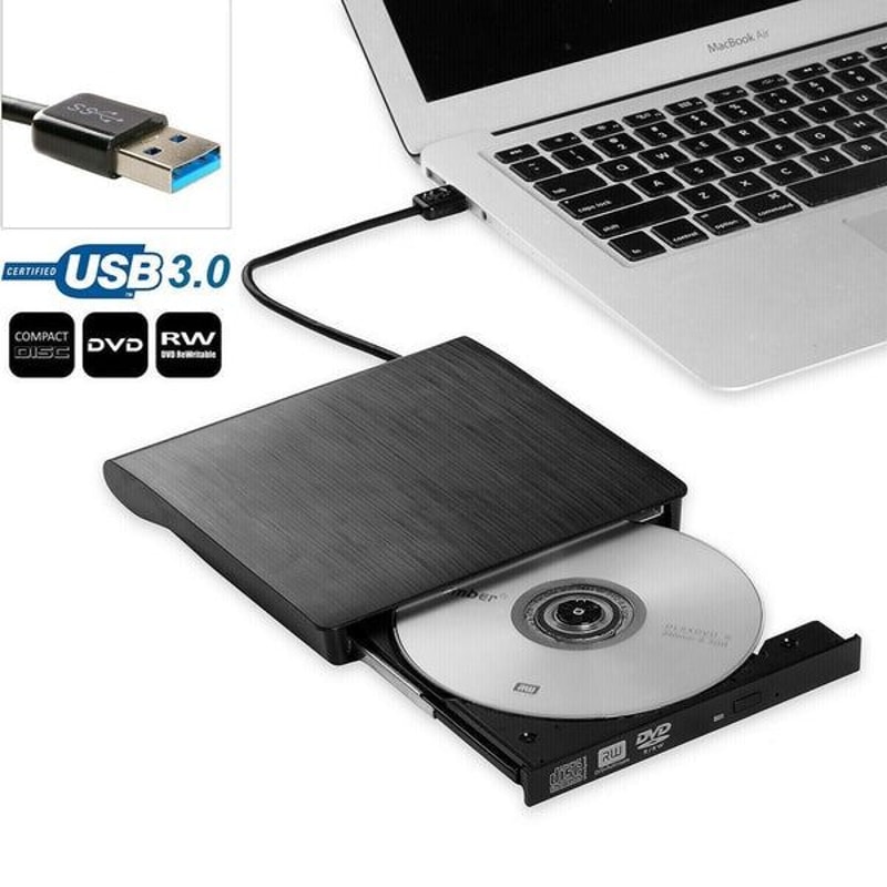 External Slim CD DVD RW Drive USB Writer Burner Black For Laptop PC 6