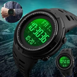 men's digital military sport watch, waterproof chronograph, quartz analog with led backlight, shock resistant