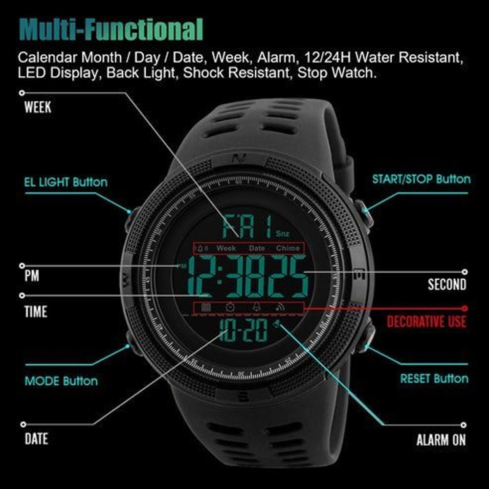 I Mens Digital Military Sport Watch Waterproof Chronograph Quartz Analog With LED Backlight Shock R 7