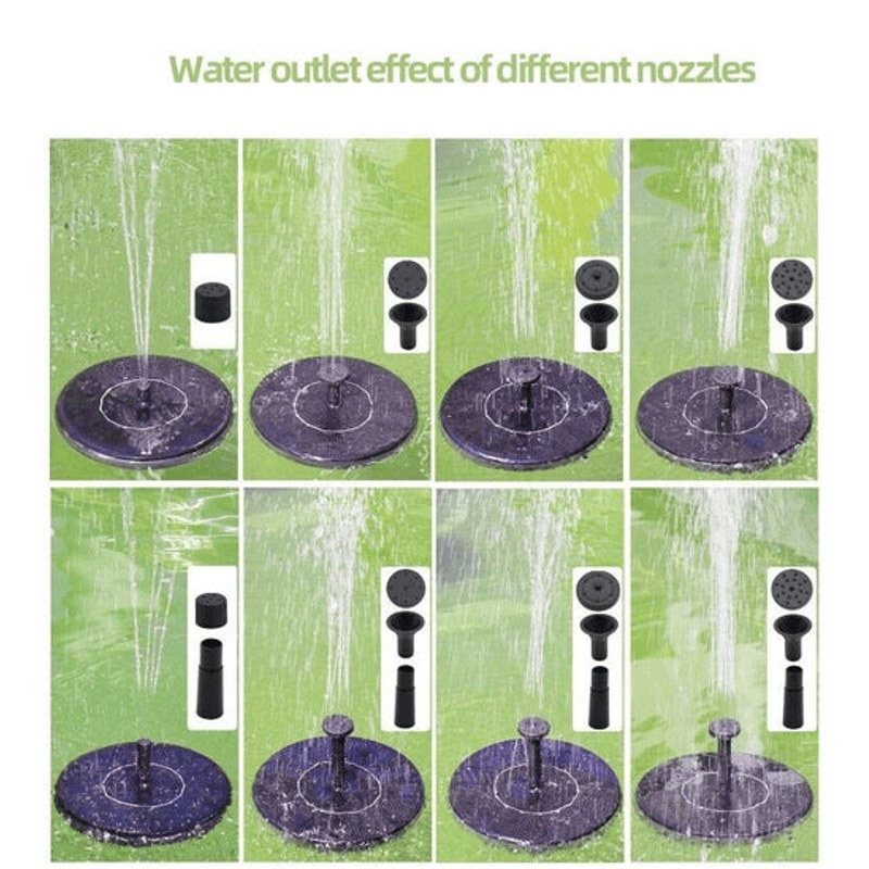 Solar Power Bird Bath Fountain Pump EcoFriendly Solar Fountain With Nozzles For Birds Ponds Gardens 8