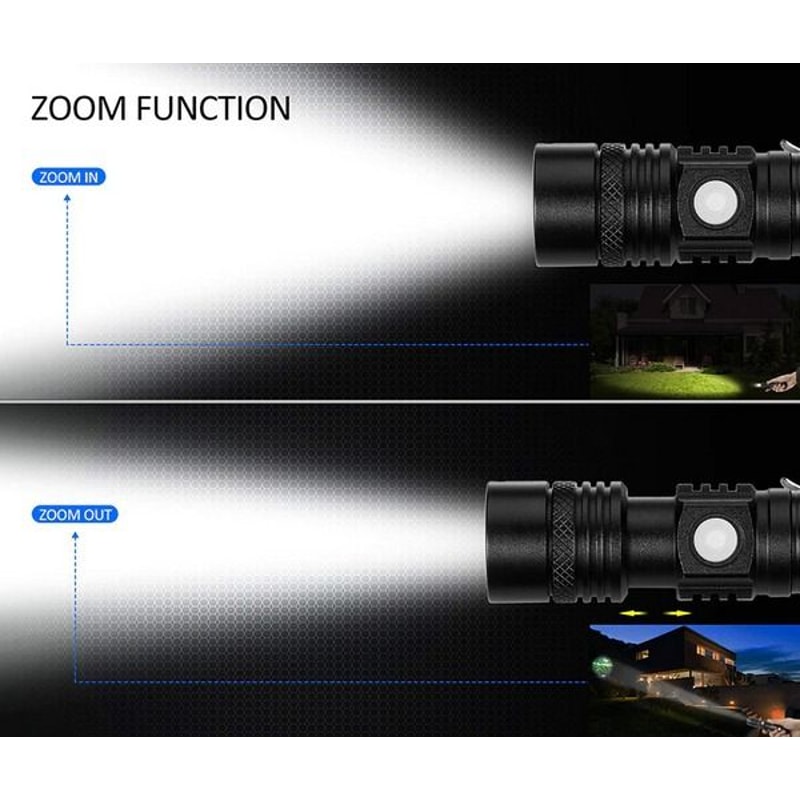 Super Bright LED Tactical Flashlight Zoomable Beam Control Rechargeable Battery Camping Search Ligh 3