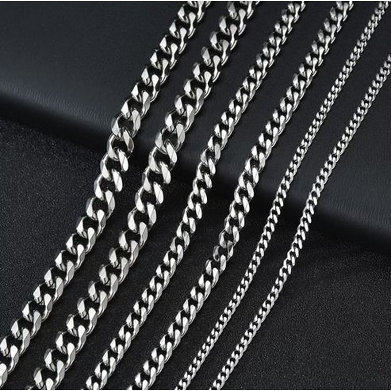 Womens Mens Necklace Stainless Steel Gold Silver Cuban Curb Chain Strong Link 7