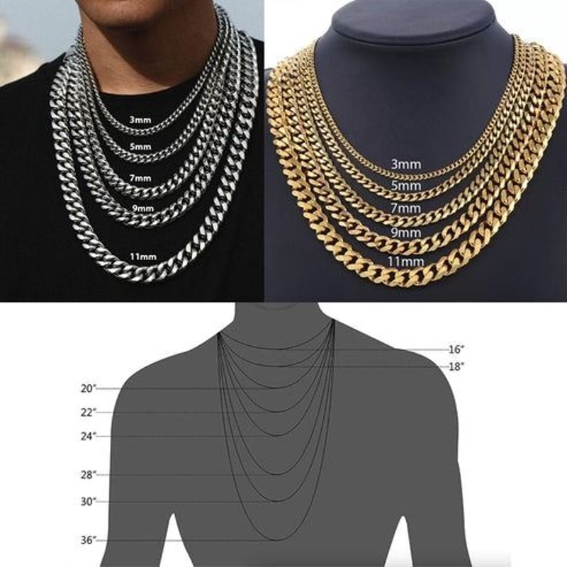 Womens Mens Necklace Stainless Steel Gold Silver Cuban Curb Chain Strong Link 8