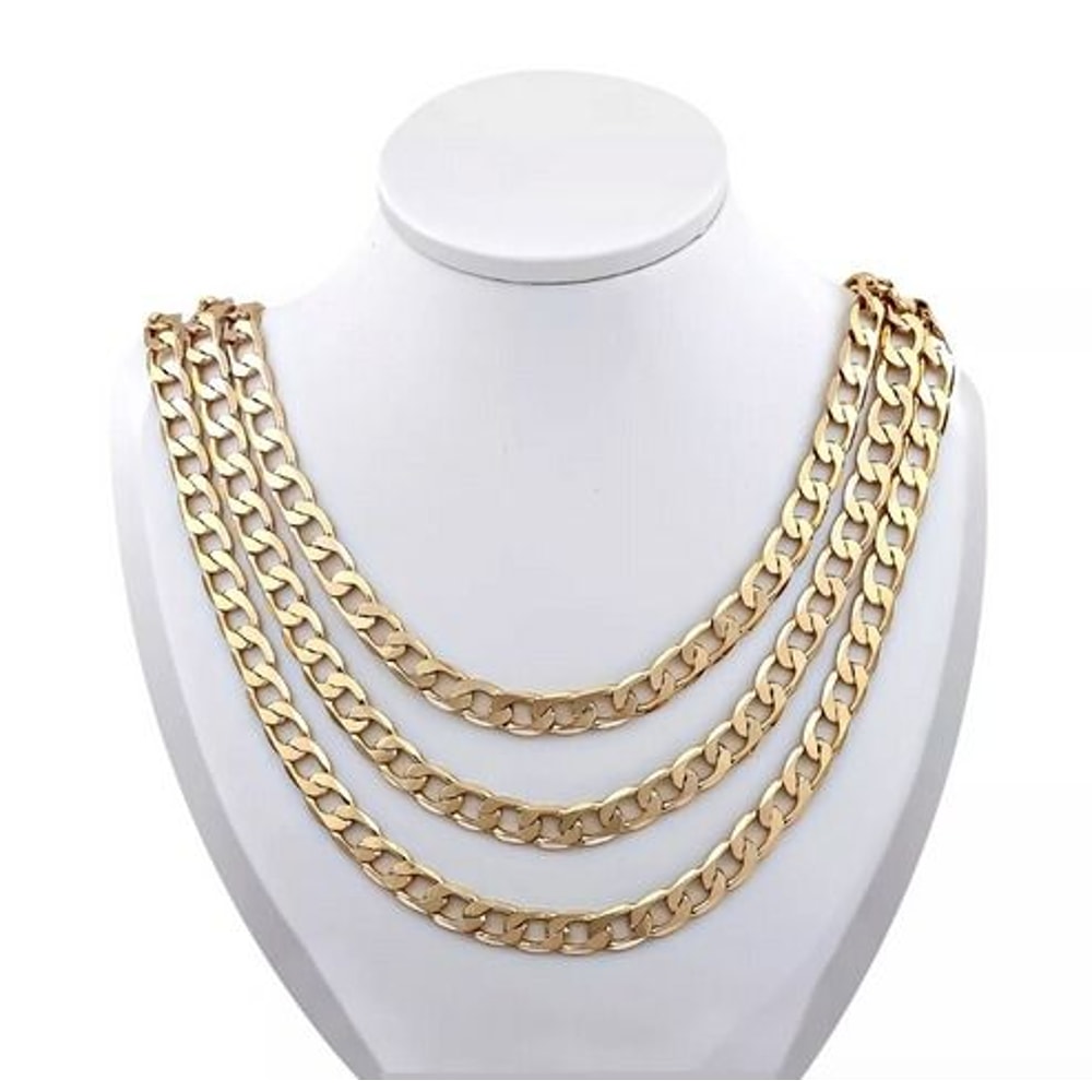 Womens Mens Necklace Stainless Steel Gold Silver Cuban Curb Chain Strong Link 9