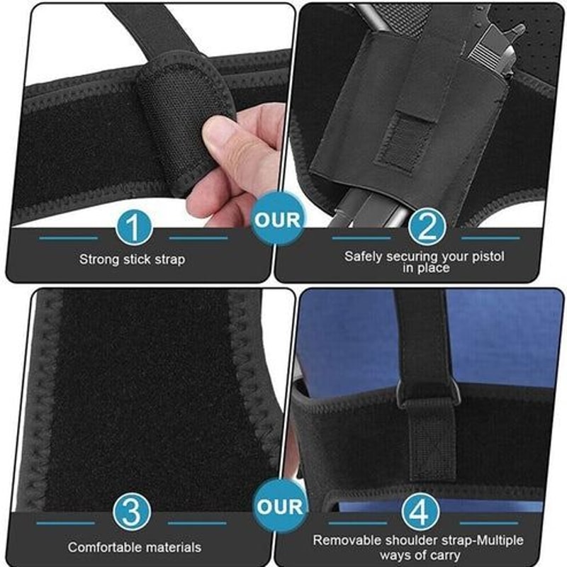 Tactical Concealed Carry Holster Pouch Shoulder Waist Pistol Hand Gun Holder With Adjustable Secure 4