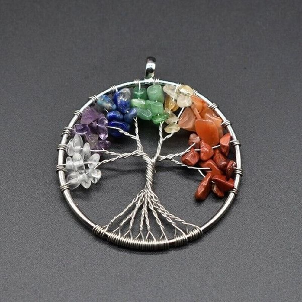 Necklace Chakra Natural Gemstone Crystal Stones Healing Tree Of Life Pendant Spiritual Jewelry Gift 3