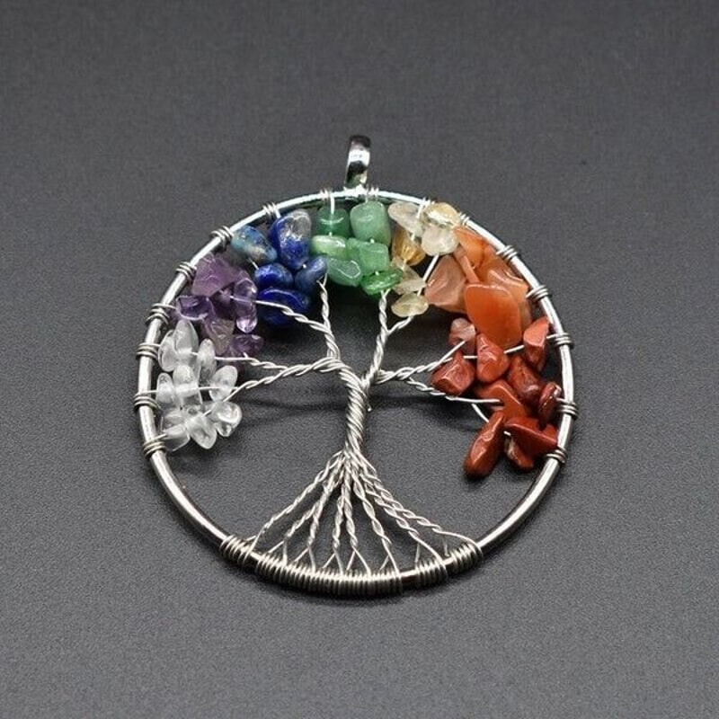 Necklace Chakra Natural Gemstone Crystal Stones Healing Tree Of Life Pendant Spiritual Jewelry Gift 3