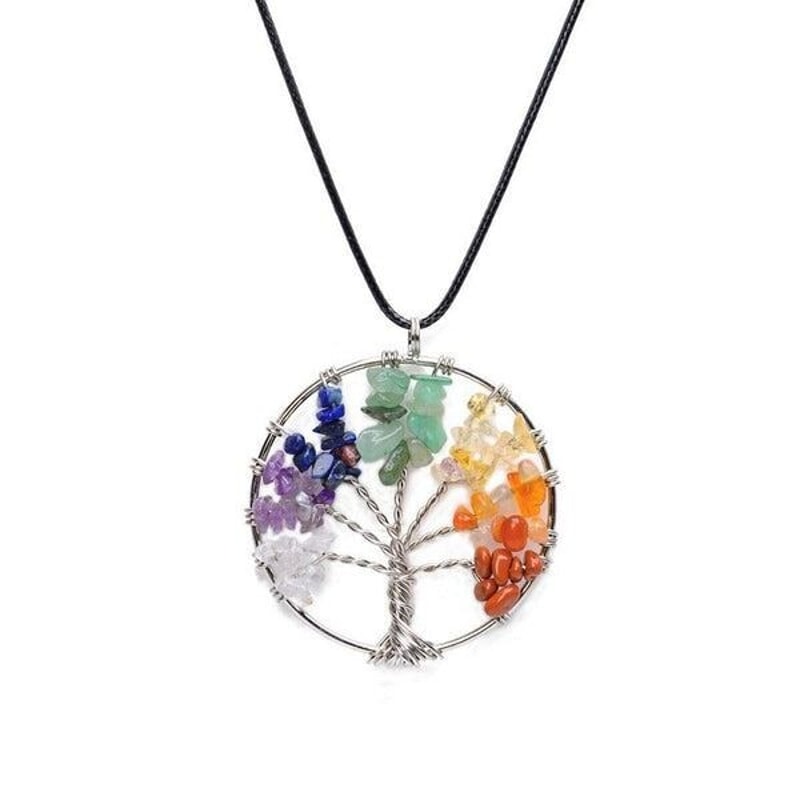 Necklace Chakra Natural Gemstone Crystal Stones Healing Tree Of Life Pendant Spiritual Jewelry Gift 5