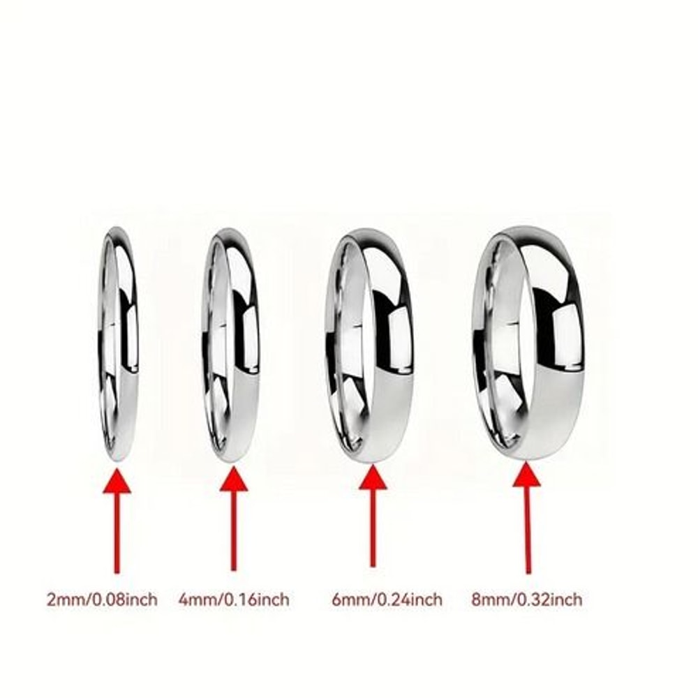 Polished Plain Tungsten Carbide Silver Wedding Band Ring For Men And Women 6