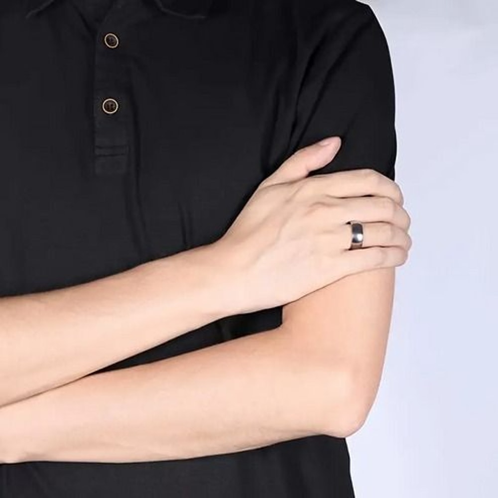 Polished Plain Tungsten Carbide Silver Wedding Band Ring For Men And Women 7