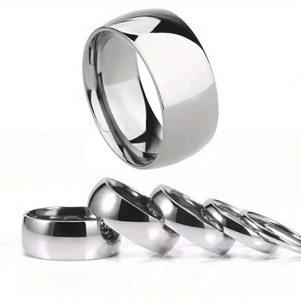 Polished Plain Tungsten Carbide Silver Wedding Band Ring For Men And Women 8