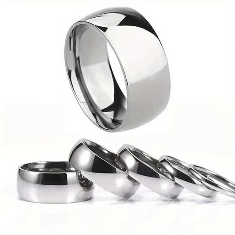 Polished Plain Tungsten Carbide Silver Wedding Band Ring For Men And Women 8