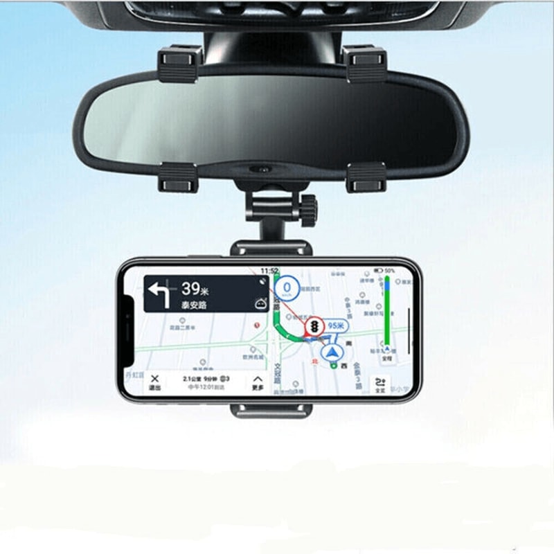 Universal 360 Rotation Car Rear View Mirror Mount Stand GPS Cell Phone Holder For Safe Navigation 4
