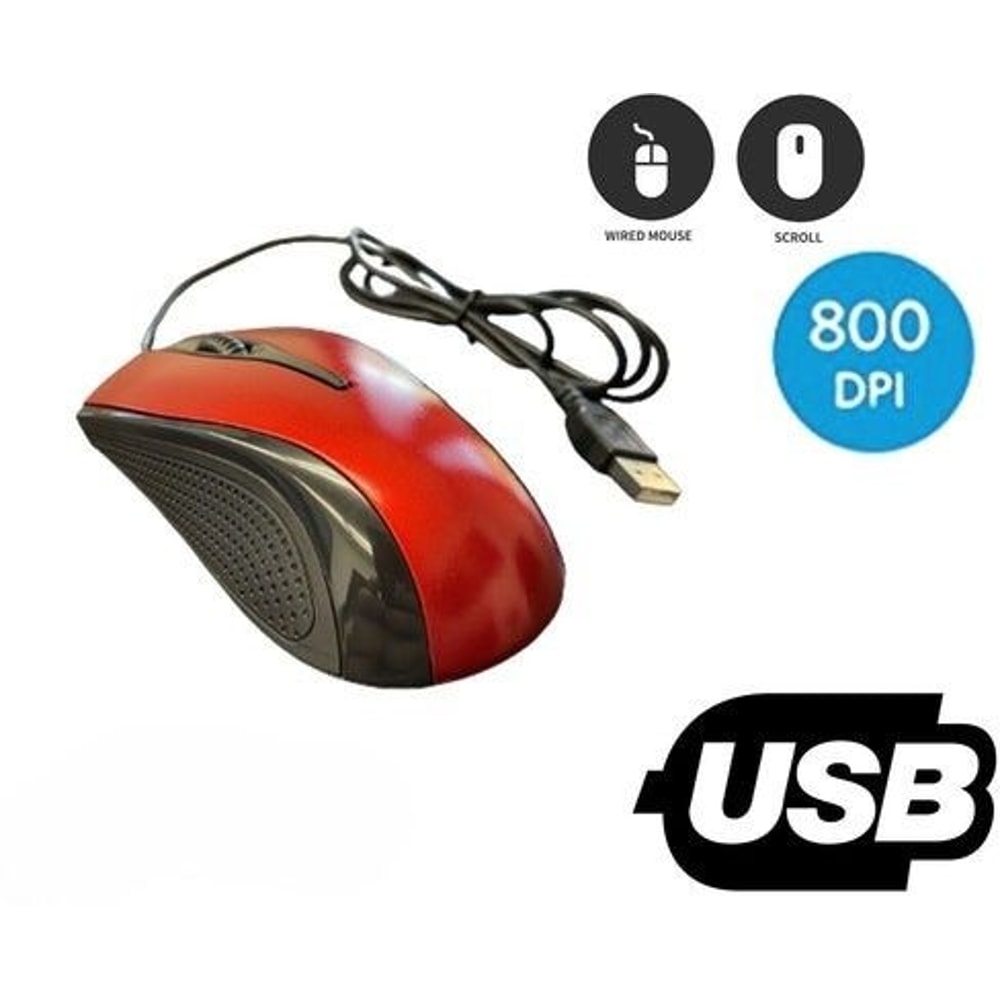 Silent USB Optical Wired Scroll Wheel Mouse For PC Laptop Notebook Desktop Ergonomic Red Mice 5