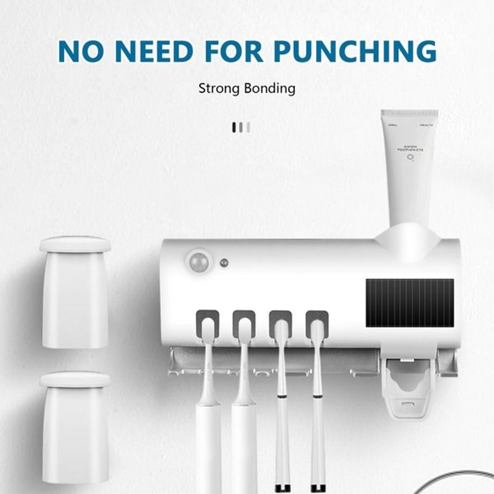 Automatic Toothpaste Dispenser With UV Light Sterilizer Toothbrush Holder Cleaner For Family Use 10