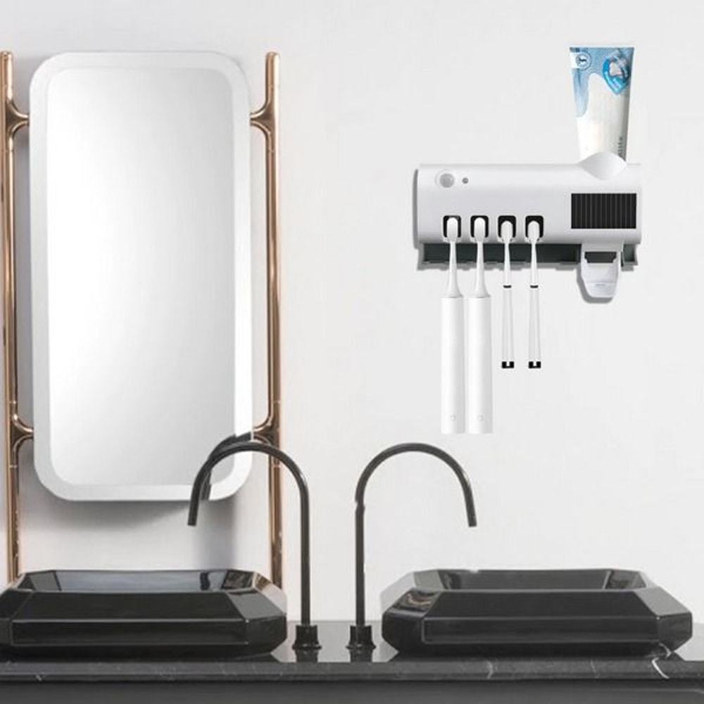 Automatic Toothpaste Dispenser With UV Light Sterilizer Toothbrush Holder Cleaner For Family Use 11