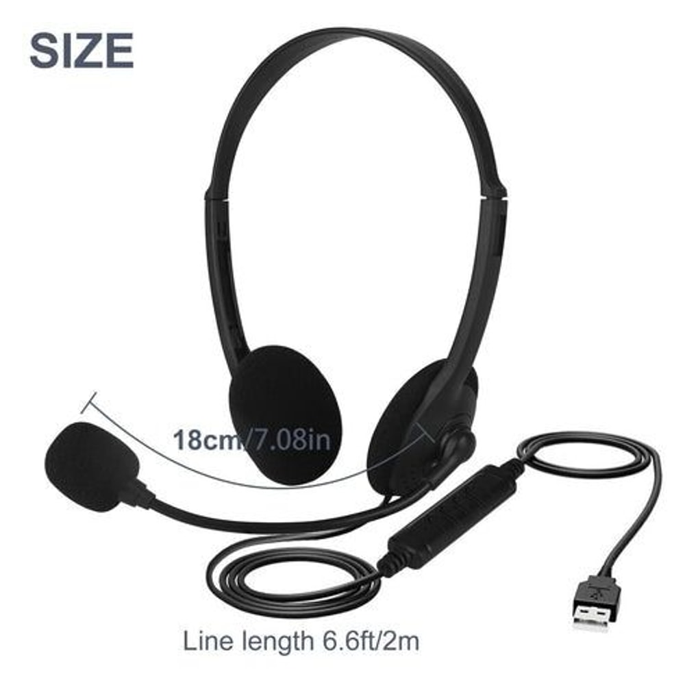 USB Headset Headphone With Microphone Noise Cancelling For PC Computer Call Chat Zoom Meetings Offi 2