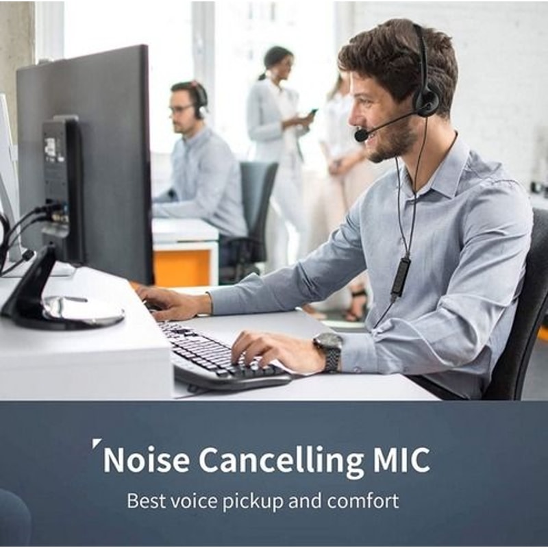 USB Headset Headphone With Microphone Noise Cancelling For PC Computer Call Chat Zoom Meetings Offi 8