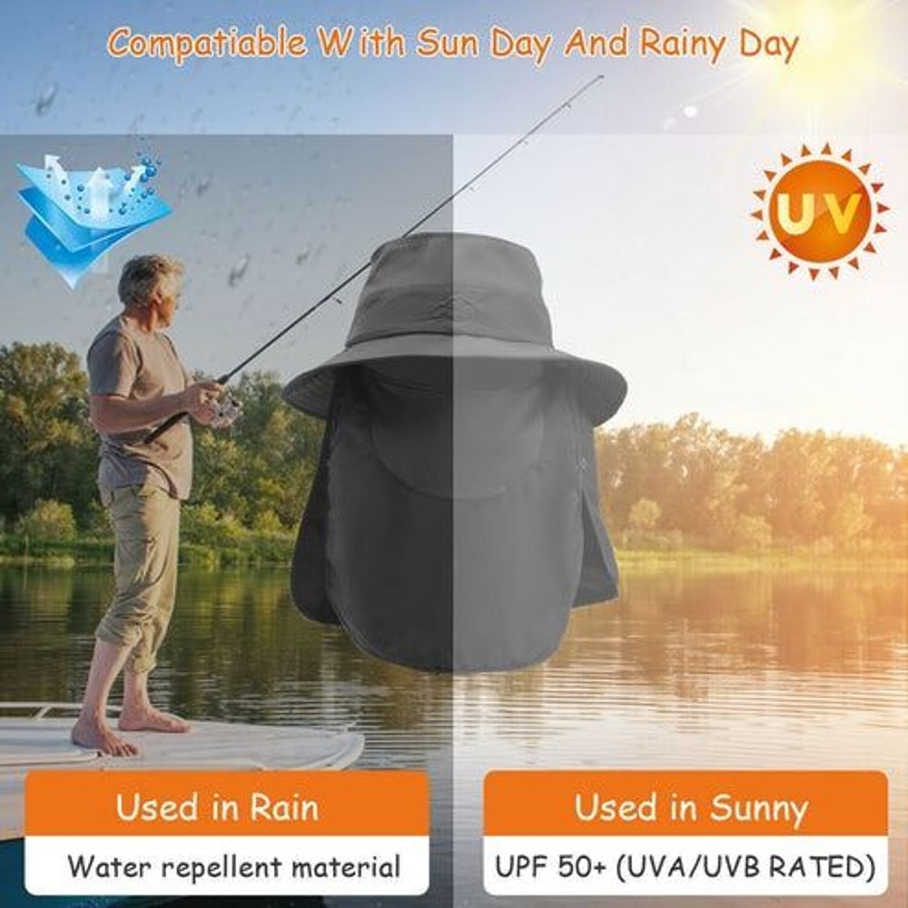 Wide Brim Sun Hat UV Protection Bucket Cap Outdoor Hiking Camping Fishing Safari Hat For Men 8