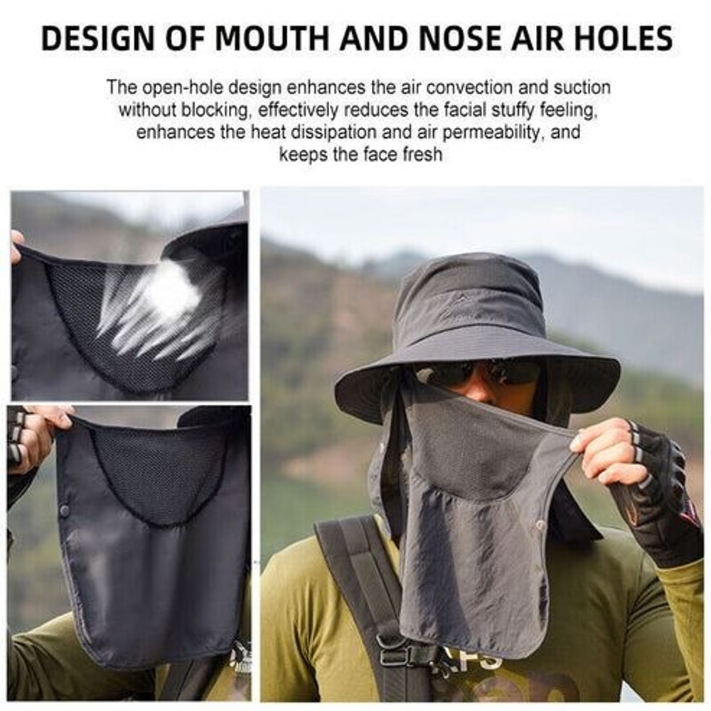 Wide Brim Sun Hat UV Protection Bucket Cap Outdoor Hiking Camping Fishing Safari Hat For Men 9