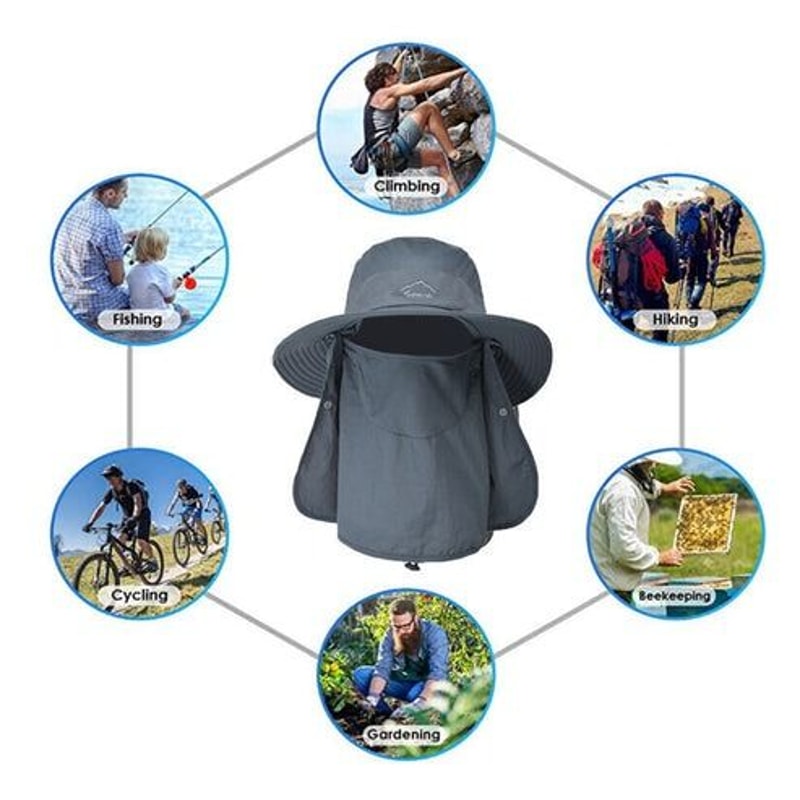 Wide Brim Sun Hat UV Protection Bucket Cap Outdoor Hiking Camping Fishing Safari Hat For Men 11