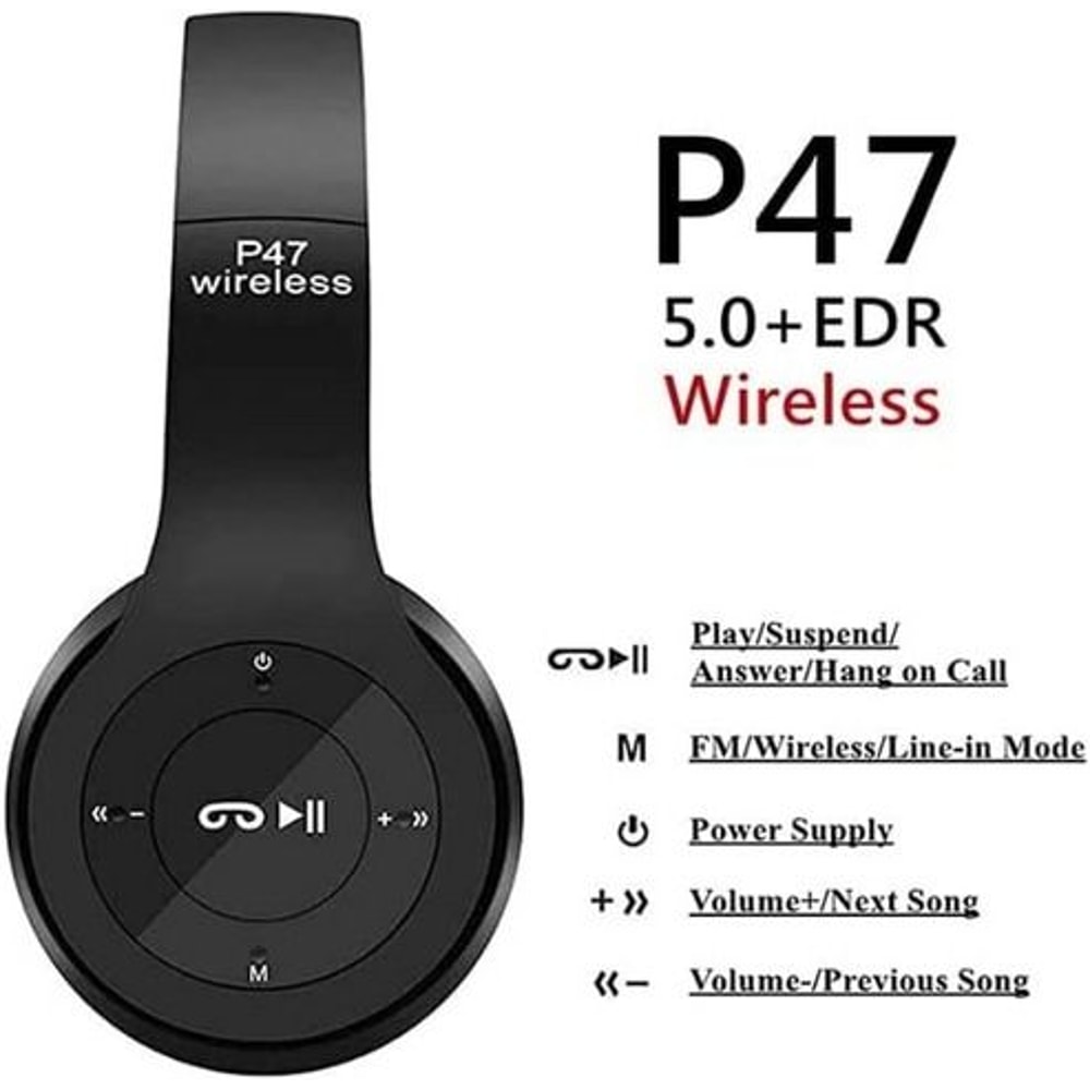 Over Ear Wireless Bluetooth Headphones Headset FM Radio Built In MIC Foldable TF Card Headset 9