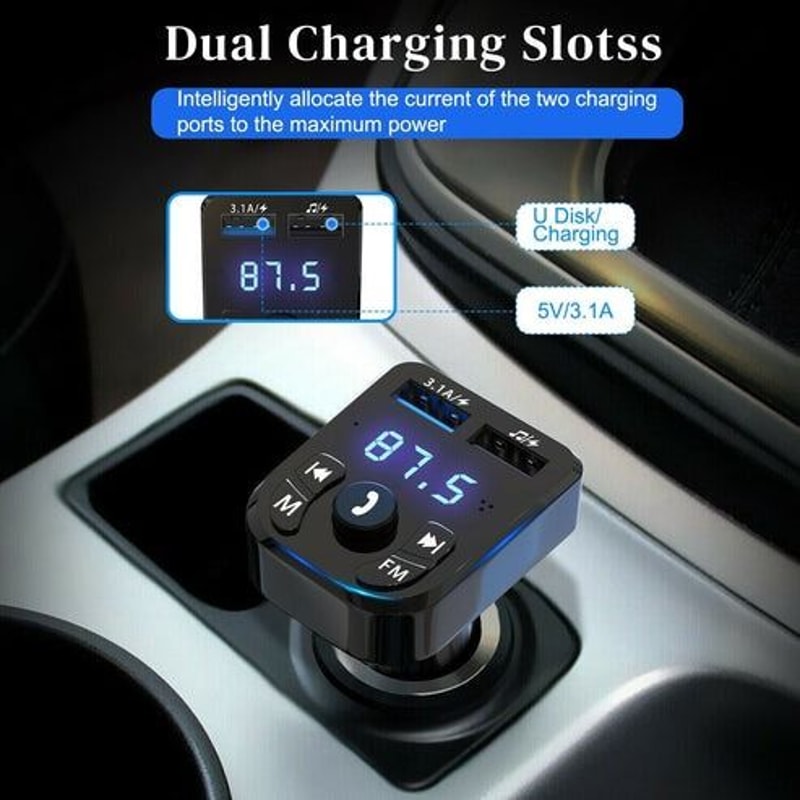 Wireless Car Bluetooth Audio USB Charger Adapter FM Transmitter MP3 Player Handsfree Calling Dual U 1