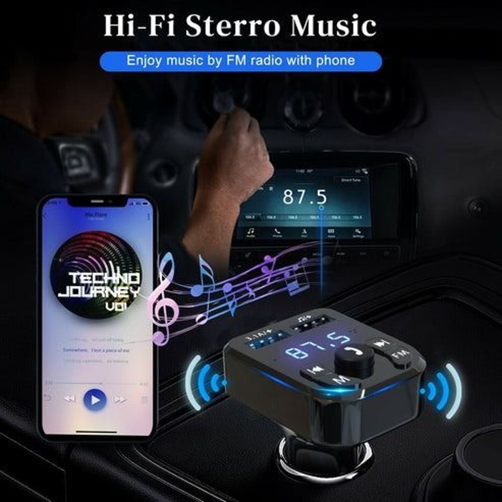 Wireless Car Bluetooth Audio USB Charger Adapter FM Transmitter MP3 Player Handsfree Calling Dual U 4