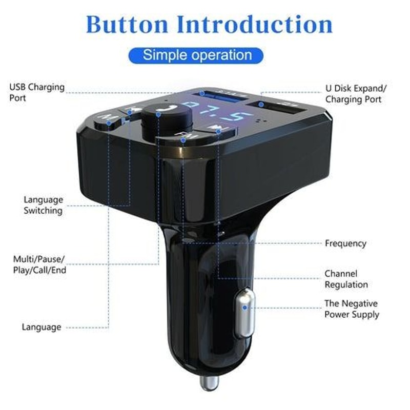 Wireless Car Bluetooth Audio USB Charger Adapter FM Transmitter MP3 Player Handsfree Calling Dual U 9