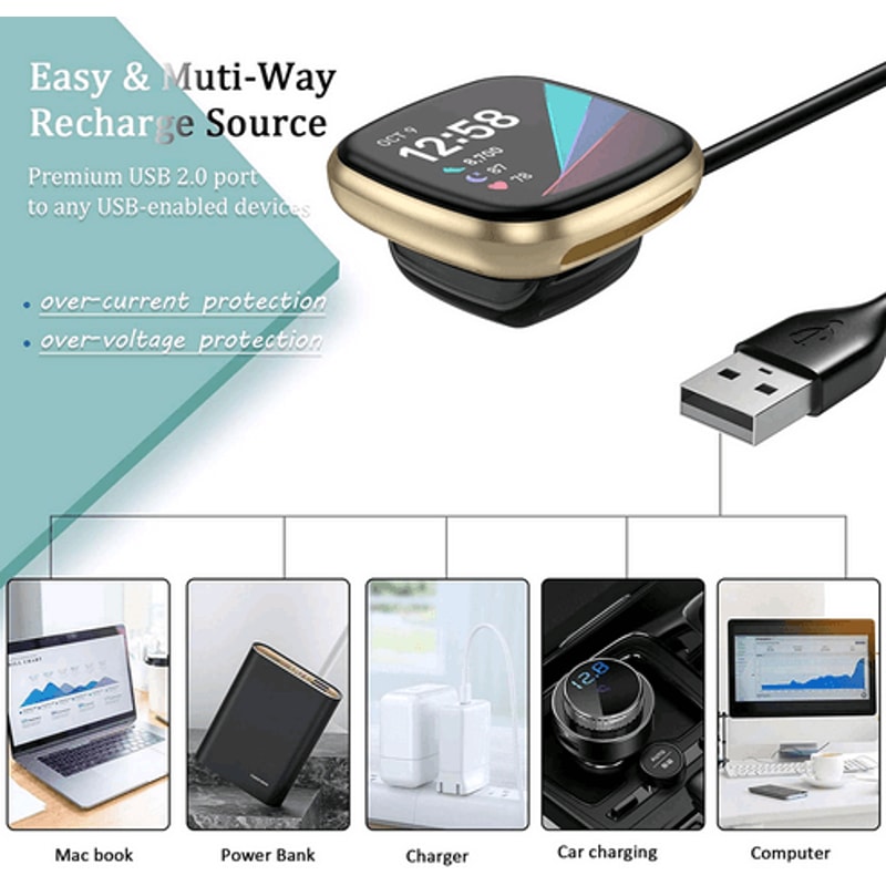 Fast Charging Dock Cable For Fitbit Sense Versa Watch USB Wireless Charger Replacement 1