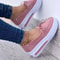 Slip On Women Block Shoes Closed Toe Platform Sneakers Flat Wedge Casual Lace Up Shoes For All Day