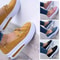 Slip On Women Block Shoes Closed Toe Platform Sneakers Flat Wedge Casual Lace Up Shoes For All Day