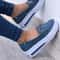 Slip On Women Block Shoes Closed Toe Platform Sneakers Flat Wedge Casual Lace Up Shoes For All Day