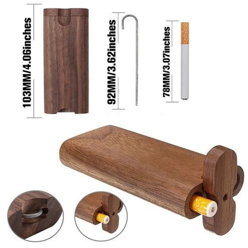 Poker Smoking Pipe Wooden Dugout Pipe One Hitter Kit Self Cleaning Metal Bat For Smooth Hits 12