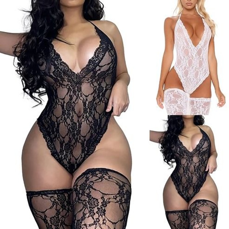 Nightwear Babydoll Sleepwear Bodysuit Women Lace Sexy Lingerie Soft Lace Dress Plus Size 4